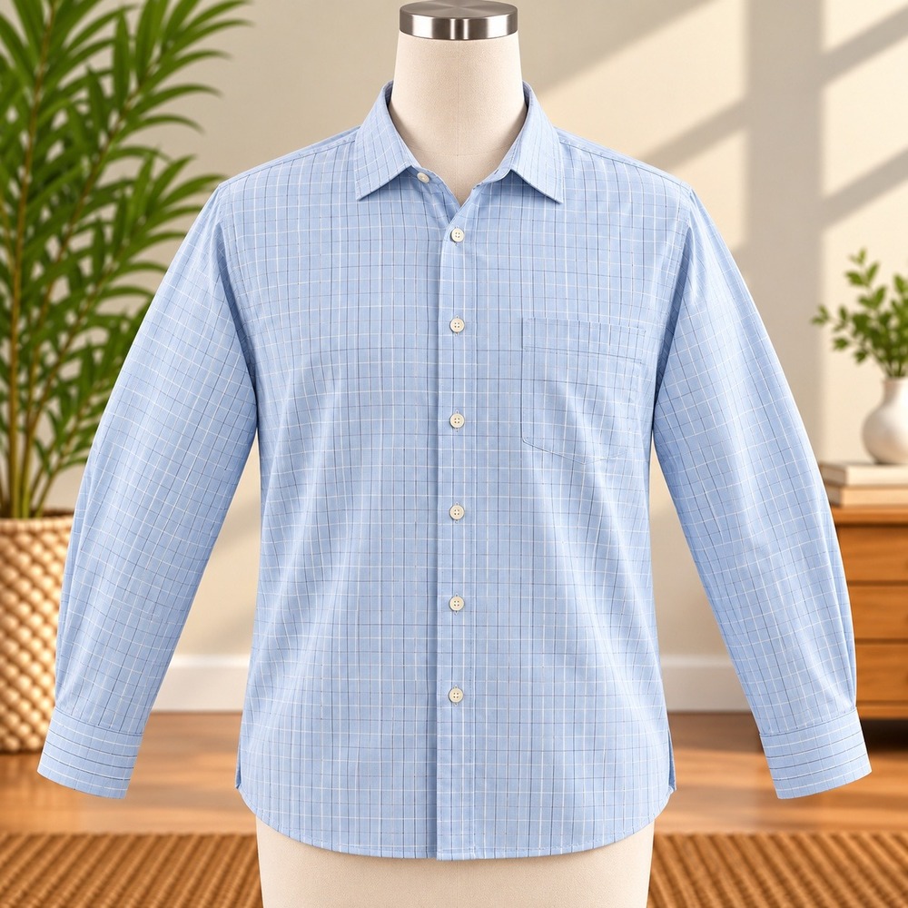 Alfani Button Down Shirt Mens Large Light Blue Striped Long Sleeve Cotton